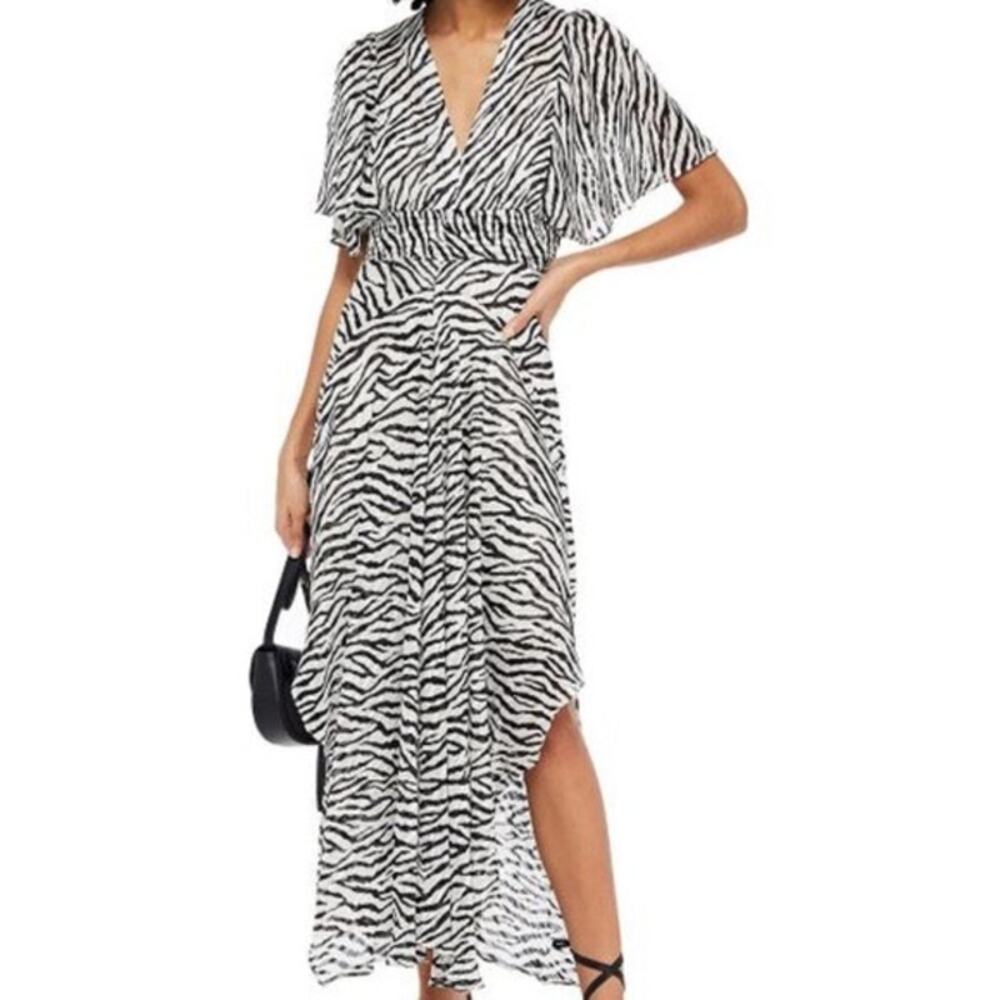 Maje Rachelle Shirred Zebra-Print Jacquard Maxi Dress Size 38 Beach‎ Cover Up